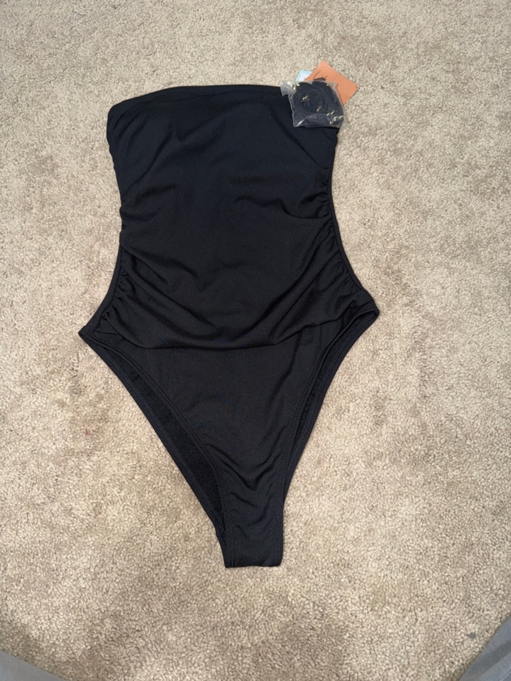 Shade & Shore Black Strapless One-Piece Swimsuit